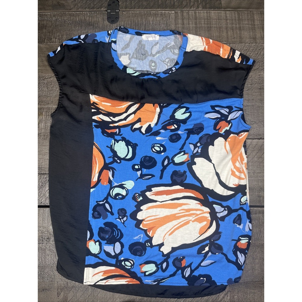 Anthropologie Weston Women's M Top Flowers Tulips Swing Style